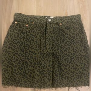 Zara Denim animal print olive green skirt.